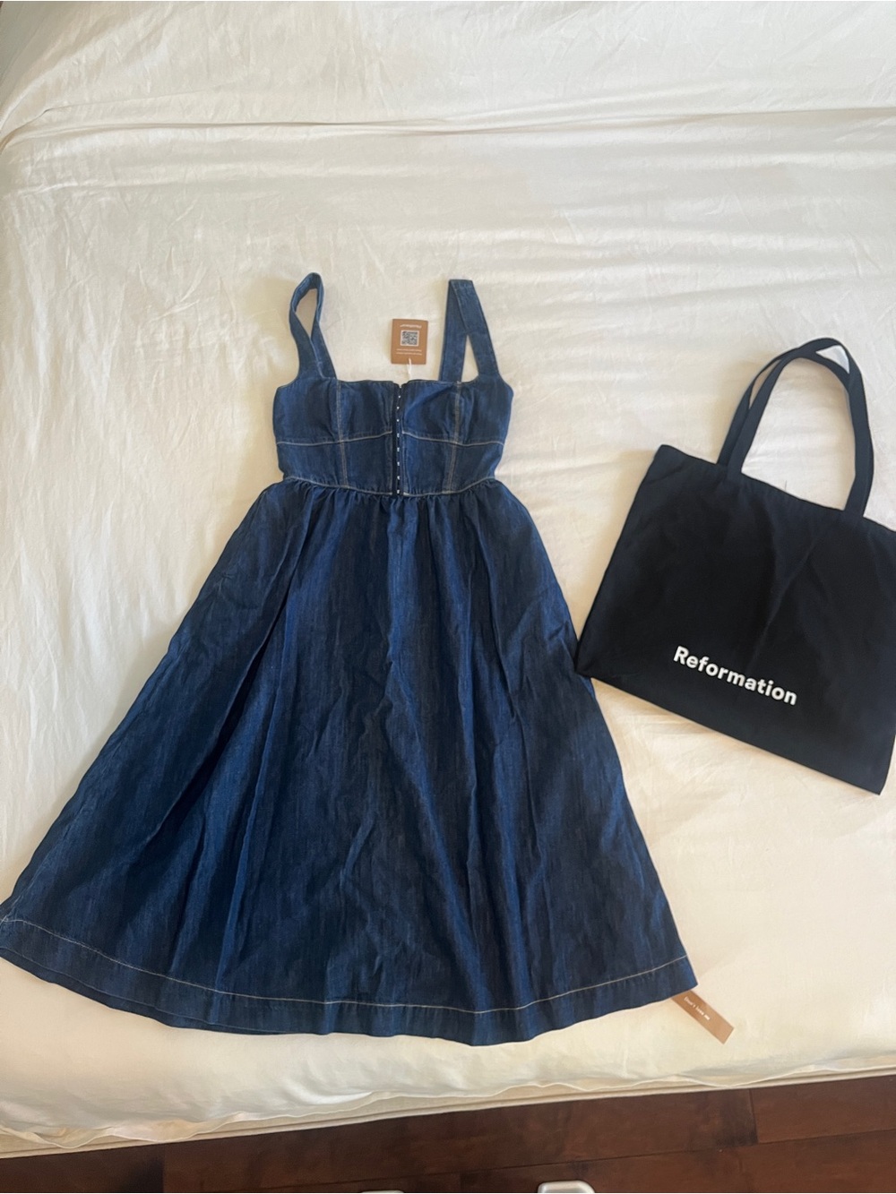 💙 Reformation Tagliatelle Denim Midi Dress – New With Tags